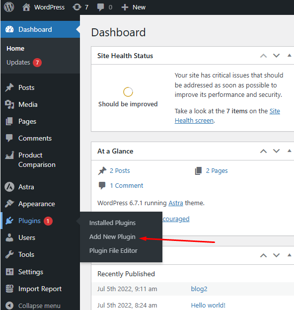 Navigate to the Plugins Section